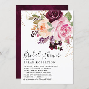 Plum Lila Blush Pink Botanisches Brautparty Einladung