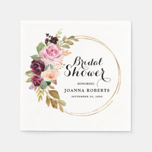 Plum Lila Blush Pink Botanisches Brautparty Serviette