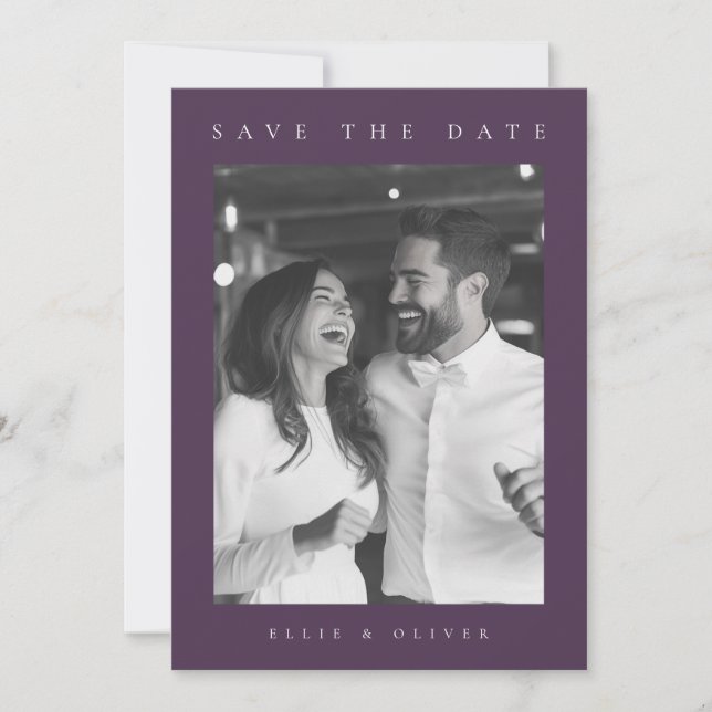 Plum Lila Boho Foto Save the Date I Einladung (Vorderseite)