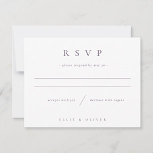 Plum Lila Boho Foto Wedding Modern RSVP Karte