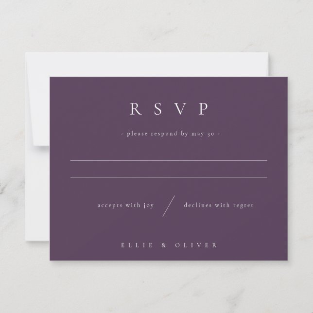 Plum Lila Boho I Wedding Modern RSVP Karte (Vorderseite)