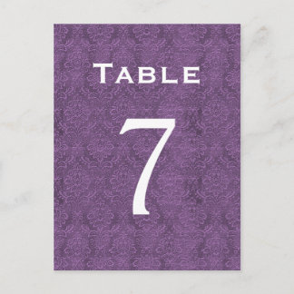 Plum Lila Damask Wedding Tischnummer 7 C206