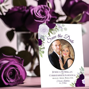 Plum Lila Floral Elegant Boho Wedding Foto Save The Date
