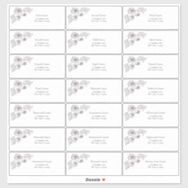 Plum Lila Floral Line Art Guest Address Aufkleber