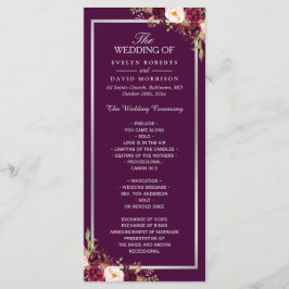 Plum Lila Floral Silver Gray Wedding Program Programm