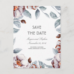 Plum Lila Floral Watercolor Boho Save the Date Ankündigungspostkarte