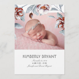Plum Lila Floral Watercolor Sweet Baby Birth Ankündigung
