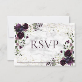 Plum Lila Gold Marmor Fall No Food Wedding RSVP