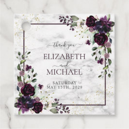 Plum Lila Gold Marmor Wasserfarbe Hochzeit im Herb Geschenkanhänger