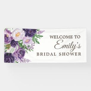 Plum Lila Greenery White Brautparty Banner