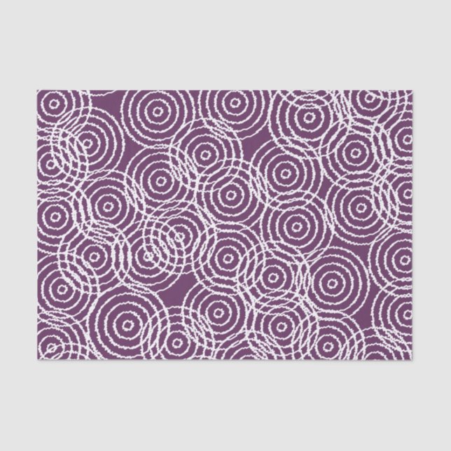 Plum Lila Ikat Overlap Circles Geometrisches Muste Seidenpapier (Vorderseite)