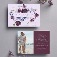 Plum Lila & Indigo Blue Floral Wedding Foto