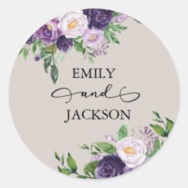 Plum Lila Lavender Greenery Gray Wedding Runder Aufkleber