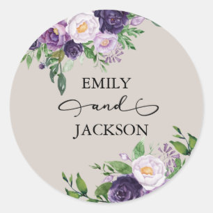 Plum Lila Lavender Greenery Gray Wedding Runder Aufkleber