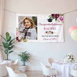 PLUM Lila Lilac Floral Graduate Party Banner
