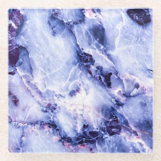 Plum Lila Marmorglas-Untersetzer Glasuntersetzer (Vorderseite)