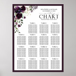 Plum Lila Mauve Floral Empfang Sitzplatz Poster