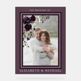 Plum Lila Mauve Floral Foto Hochzeit Acrylschild