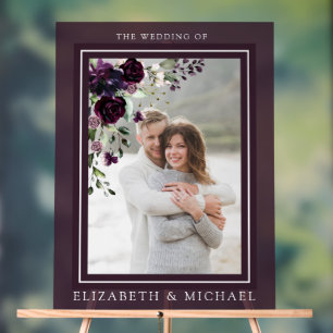 Plum Lila Mauve Floral Foto Hochzeit Acrylschild