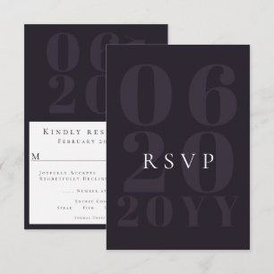 Plum Lila Minimalistische Fettart Hochzeit RSVP Karte