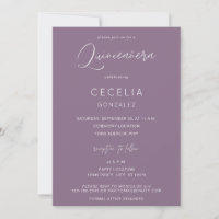 Plum Lila MOD Calligraphy Quinceanera & Zeremonie