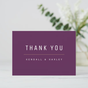 Plum Lila Modern Chic Typografy Simple Dankeskarte