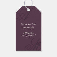 Plum Lila Moderne Kante Elegante Monogram Wedding