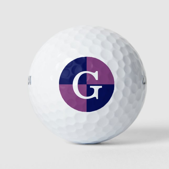Plum Lila Navy Blue LG Schachbrett Monogram Golfball (Vorderseite)
