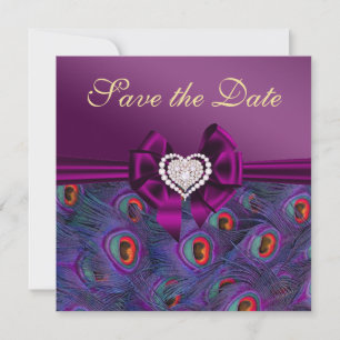 Plum Lila Peacock Save the Date