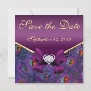 Plum Lila Peacock Save the Date