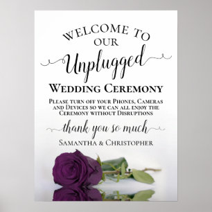 Plum Lila Rose Chic Unplugged Wedding Zeremonie Poster
