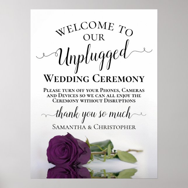 Plum Lila Rose Chic Unplugged Wedding Zeremonie Poster (Vorne)