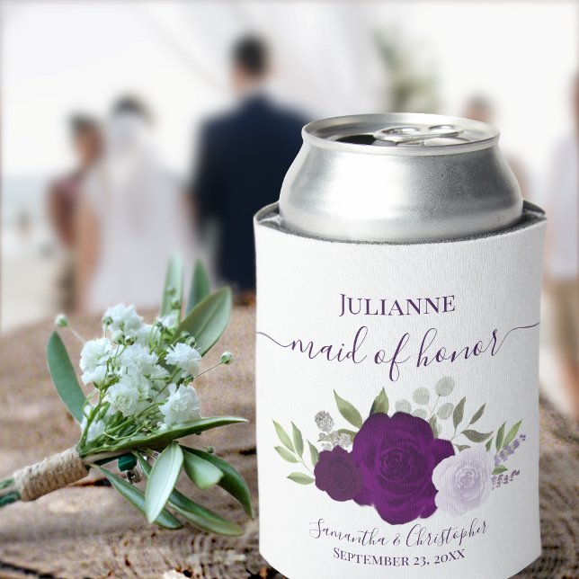 Plum Lila Rose Elegante Trauzeugin Hochzeit Dosenkühler (Von Creator hochgeladen)