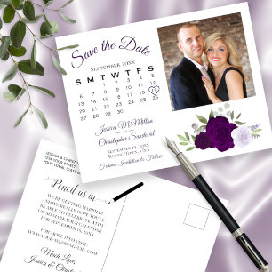 Plum Lila Rose Foto & Kalender Save the Date Ankündigungspostkarte