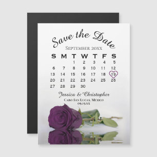 Plum Lila Rose Save the Date Kalender Magnet
