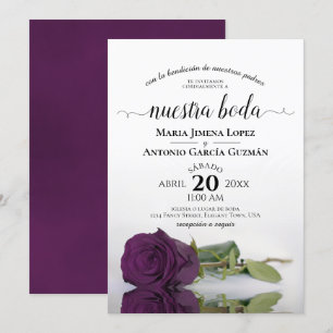 Plum Lila Rose Spanisch Nuestra Boda Wedding Einladung