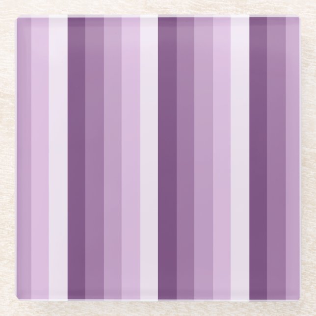 Plum lila Schattenstreifen Glasuntersetzer (Vorderseite)