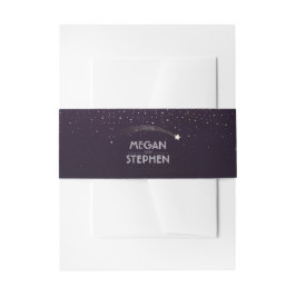 Plum Lila Starry Night Gold Shooting Star Einladungsbanderole