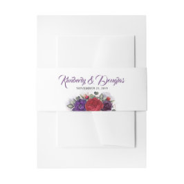 Plum Lila und Burgund Red Florals Wedding Einladungsbanderole