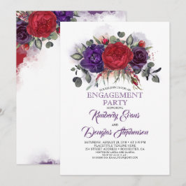 Plum Lila und burgundische florale Engagement Part Einladung