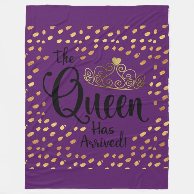 Plum Lila Violet und Goldqueen Tiara Throw Fleecedecke (Vorderseite)