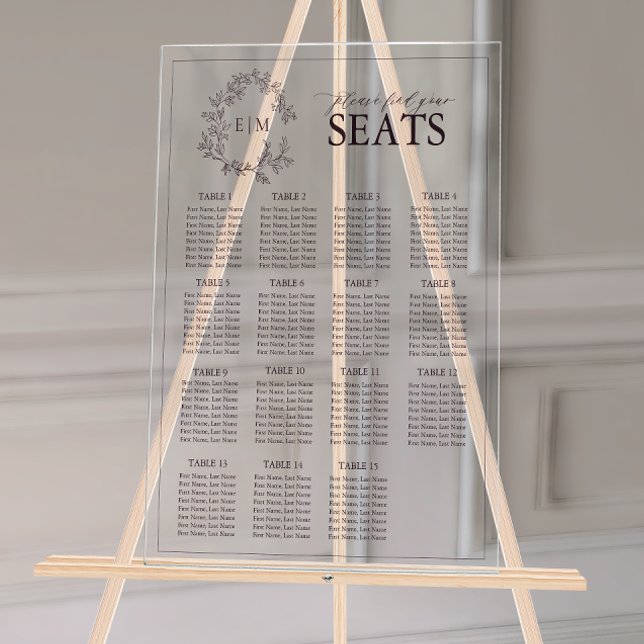 Plum Lila Wappen Monogram Wedding Seating Acrylschild (Wedding Seating Chart!
)