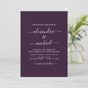 Plum Lila Wedding Modern Typografy Einladung