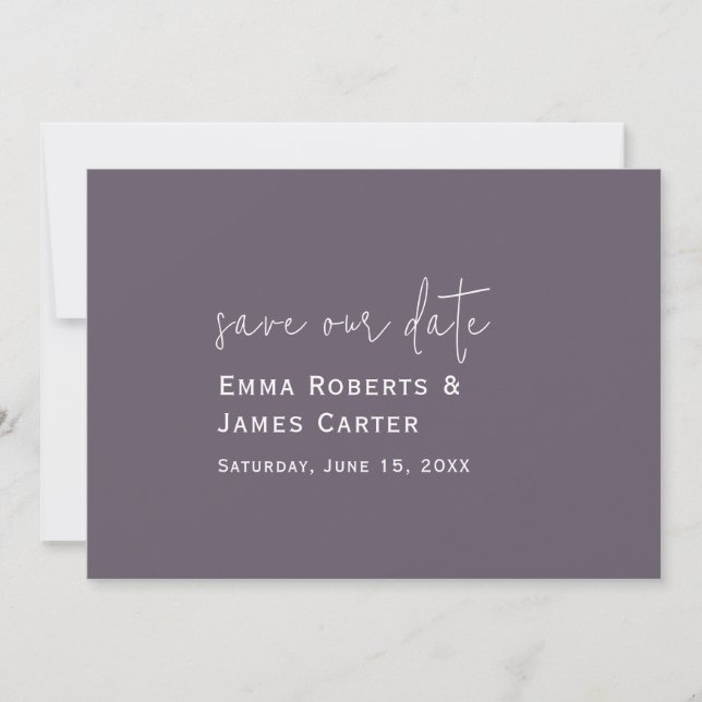 Plum Lila Wedding Save the Date (Vorderseite)