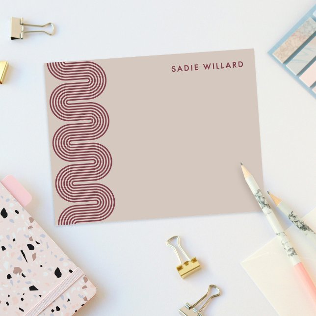 Plum Lombard Wavy Lines Modern Stationery Card Mitteilungskarte (Von Creator hochgeladen)