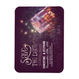Plum Mason Jar Fireflies Save the Date Magnet