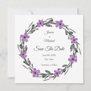 Plum Mauve Grau Schwarze Wasserfarbenwelt Blumenre Save The Date