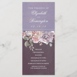 Plum Mauve und Lilac Vintag Flora Wedding Program Programm