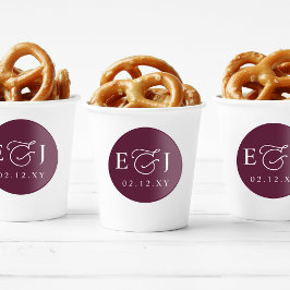 Plum Modern Initials Monogram Wedding Runder Aufkleber