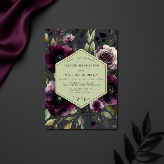 Plum Moody Bloom Wedding Einladung (Von Creator hochgeladen)